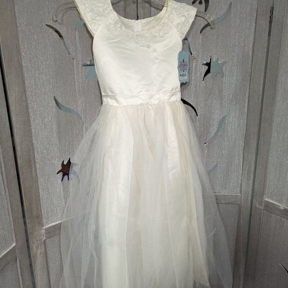 new girl special occasion dress flower girl country first communion ivory sz 12 - Picture 1 of 8